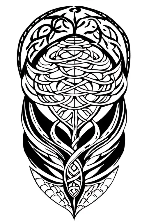 celtic tree and bee hive tattoo design idea