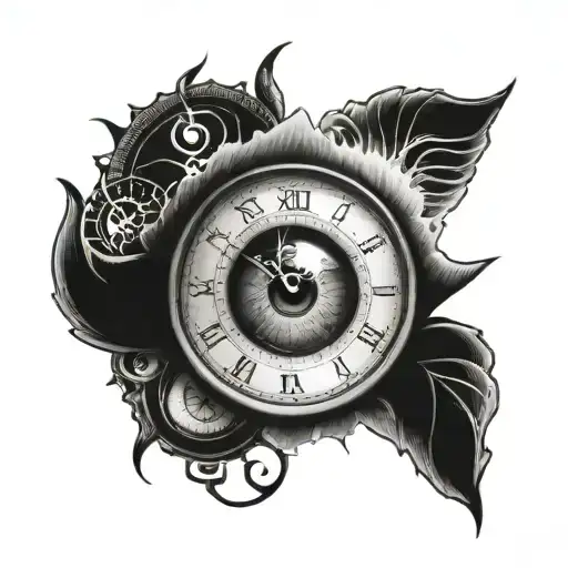 human eye with time clock tattoo design idea