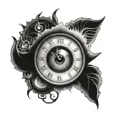 human eye with time clock tattoo design idea