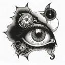 human eye with time clock tattoo design idea