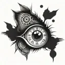 human eye with time clock tattoo design idea