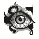 human eye with time clock tattoo design idea