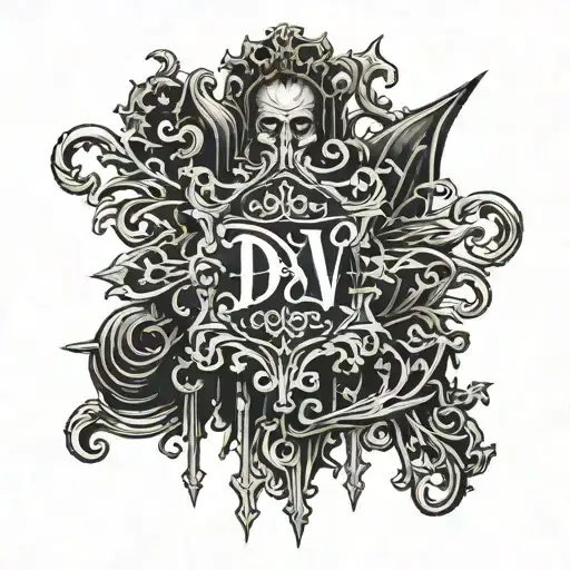 text "DV" tattoo design idea