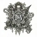 text "DV" tattoo design idea