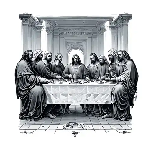 the last supper table tattoo design idea