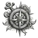 anchor compass tattoo design idea