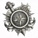 anchor compass tattoo design idea