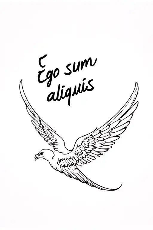 "Ego sum aliquis" wings flying tattoo design idea