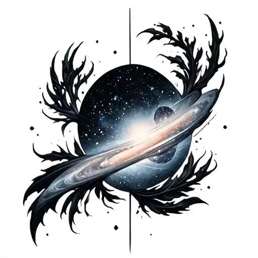 Galaxy Black And White tattoo design idea