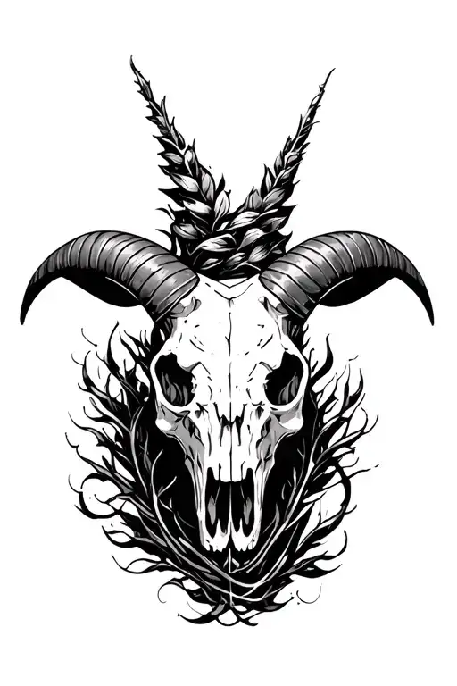 Ram skull as Aris sign tattoo design idea