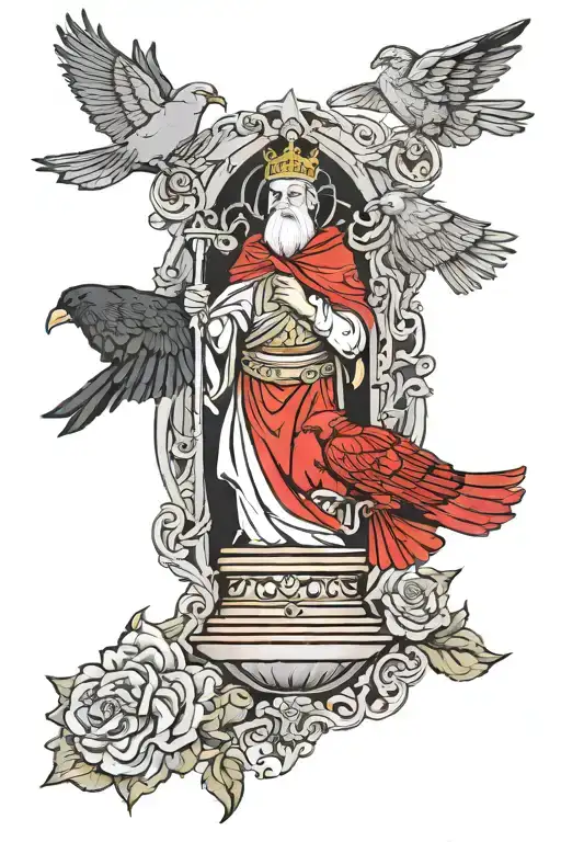 wisdom, justice, courage, and temperance  representing the four cardinal virtues of Stoicism tattoo design idea