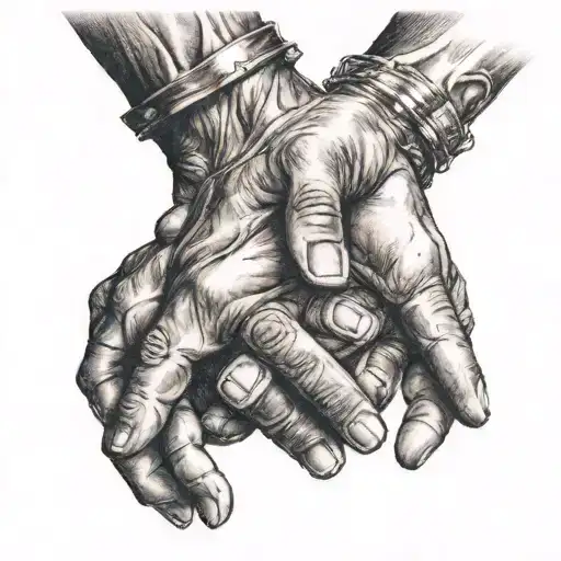 fathers hand holding 3 children's hands holding tattoo design idea