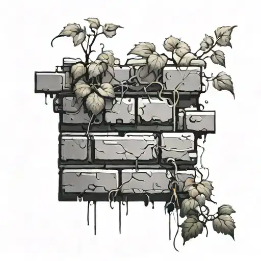 graffiti brick wall wrapped in vine tattoo design idea