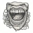 vampire teeth with the words vampire will never hurt you tattoo design idea