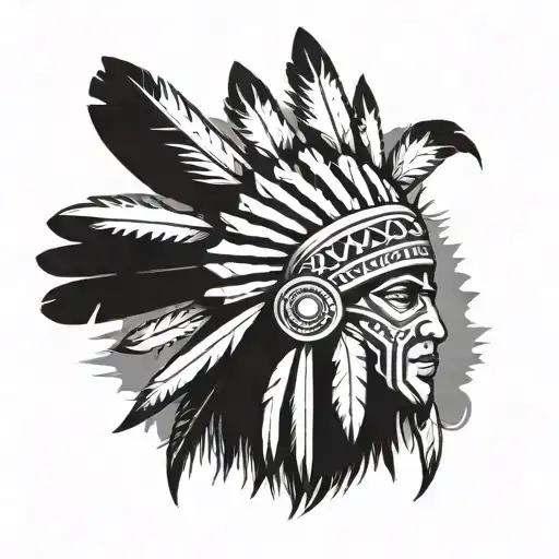 Native American Headress With African Tribal Shield tattoo design idea