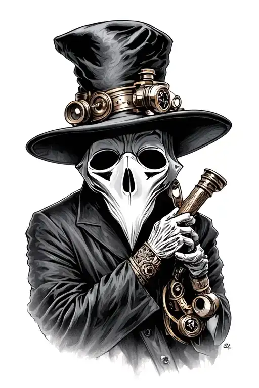 steampunk plague doctor tattoo design idea
