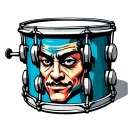 snare drum with face tattoo design idea