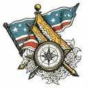 A marathon flag, with a compass tattoo design idea