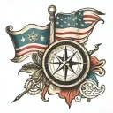 A marathon flag, with a compass tattoo design idea