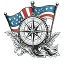 A marathon flag, with a compass tattoo design idea