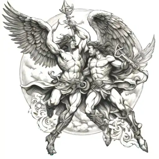 heaven v hell st michael fighting satan tattoo design idea