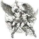 heaven v hell st michael fighting satan tattoo design idea