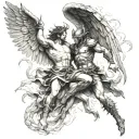 heaven v hell st michael fighting satan tattoo design idea