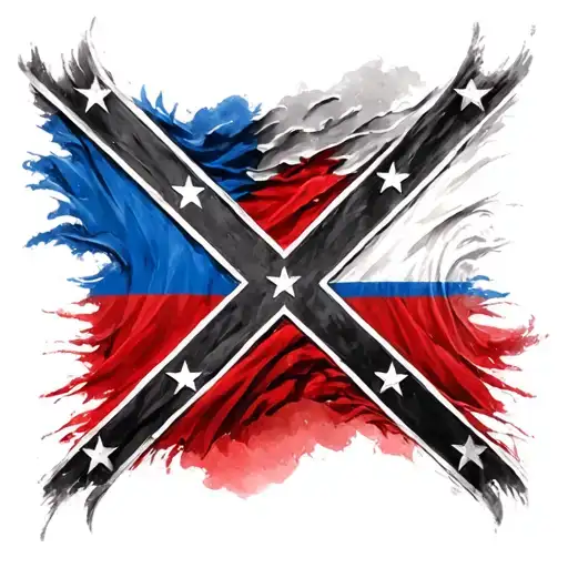 russian flag mixed with confederate flag tattoo design idea