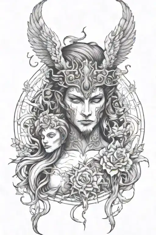 Virgo male devil tattoo design idea