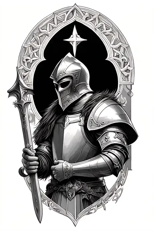 Stepped-up tattoo of a knight in a Gothic style tattoo tattoo design idea