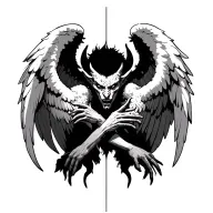 angels vs demon tattoo design idea