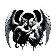 angels vs demon tattoo design idea