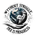 use the words "without struggle, there is no progress" while incorporating a dad giving his son planet earth.  tattoo design idea