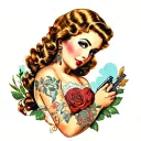 WW2 pinup girl sleeve tattoo with filler tattoo tattoo design idea
