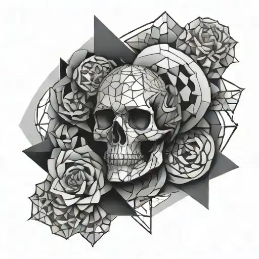 abstract geometric anatomy art tattoo design idea