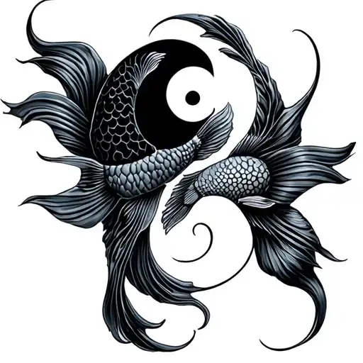 yin yang koi fish tattoo design idea