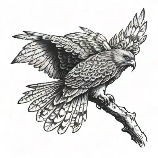 red tailed hawk perched tattoo design idea