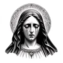 virgin mary crying tattoo design idea