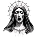 virgin mary crying tattoo design idea