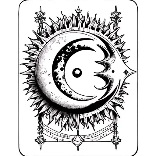 sun and moon tarot card tattoo design idea