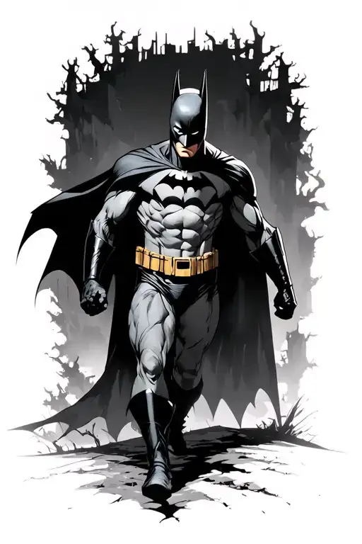 Batman walking through the valley of darkness tattoo design idea