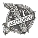 Roman numeral one with the name Anthony on it  tattoo design idea