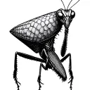 cone head praying mantis  tattoo design idea