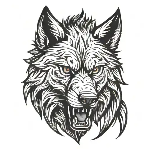 head on fenrir angry wolf head tattoo design idea