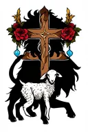 Lion and Lamb with a cross tattoo design idea