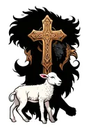 Lion and Lamb with a cross tattoo design idea