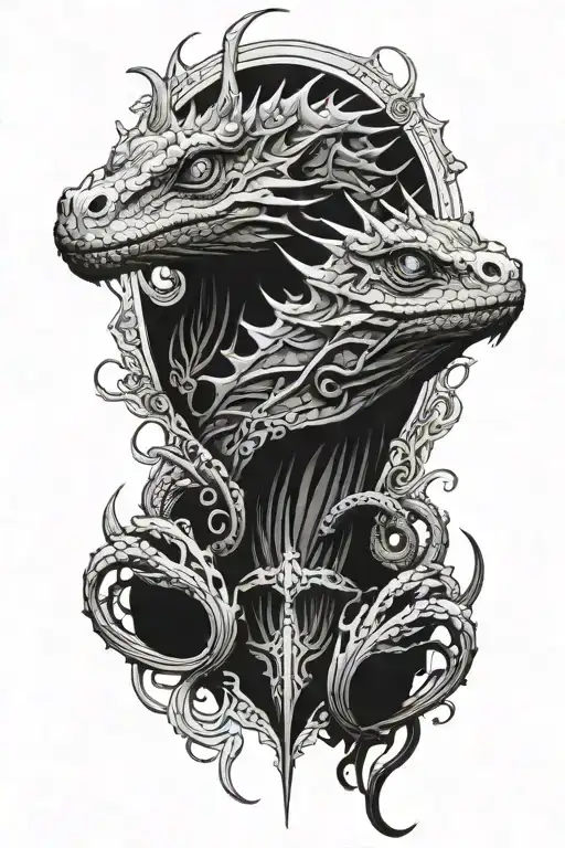 dark crystal human lizards tattoo design idea