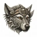 Aztec wolf themed warrior  tattoo design idea