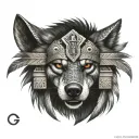 Aztec wolf themed warrior  tattoo design idea