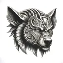 Aztec wolf themed warrior  tattoo design idea